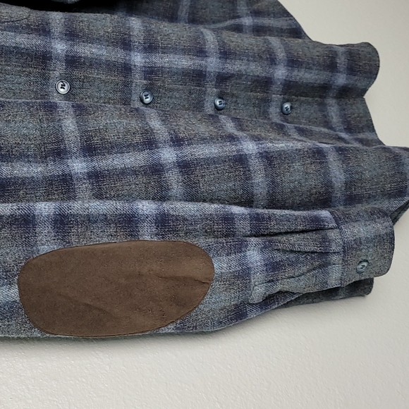 Jones Jeans Wool Plaid Shacket Button Down Chest Pockets Longsleeve Shirt Jacket - Picture 3 of 9